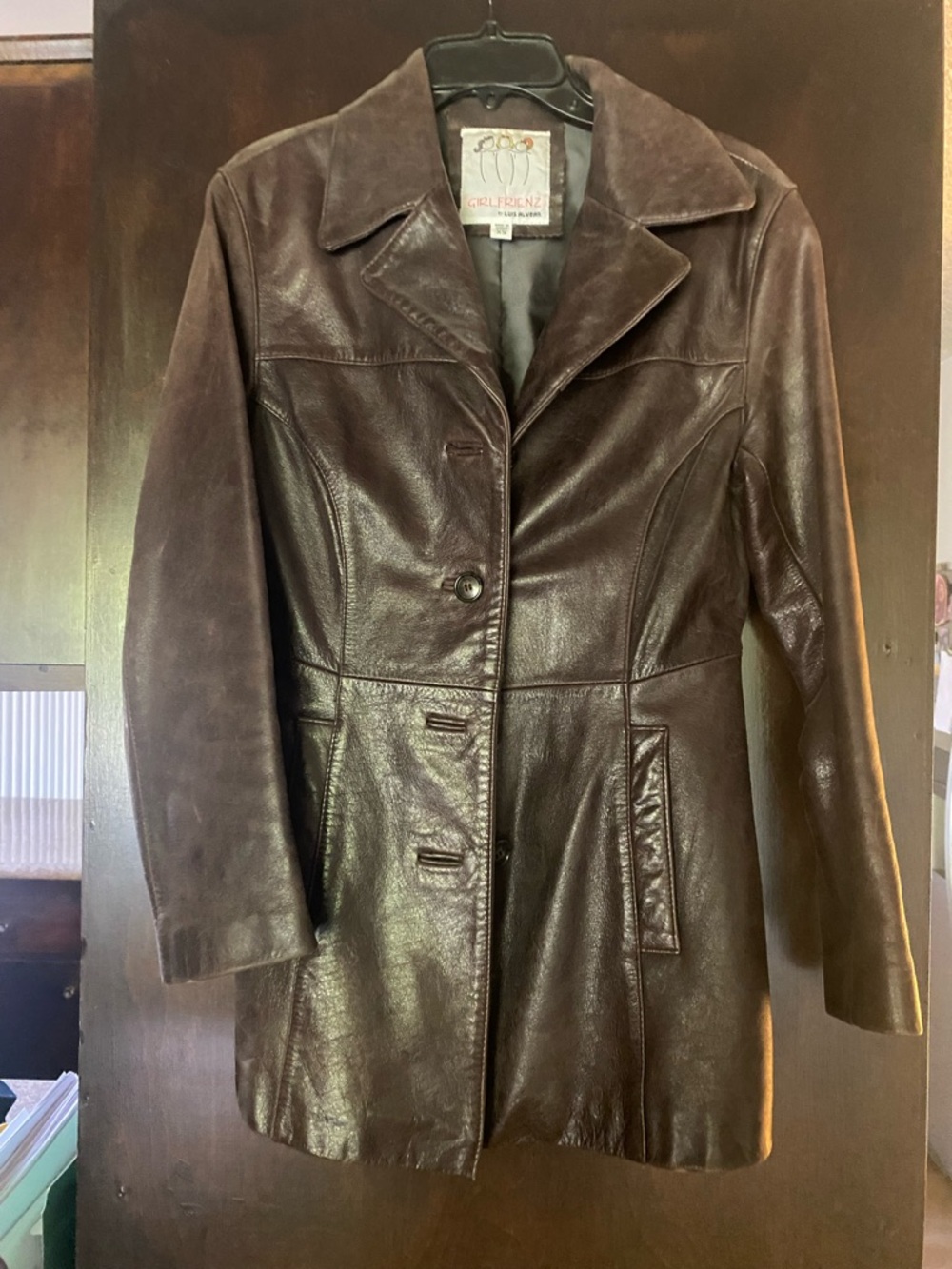 Vintage Chocolate Brown Leather Women's Coat
